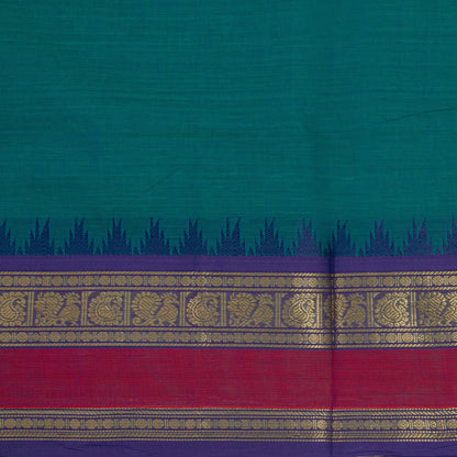 Teal And Violet Kanchi Cotton Saree For Festive Wear PV MM KC 570