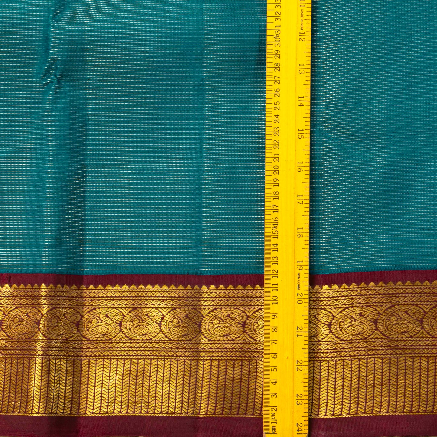 Teal And Brown Kanchipuram Silk Saree Vairaoosi For Festive Wear PV VIS 123