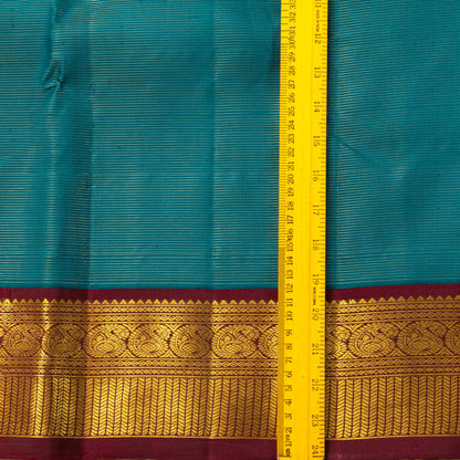 Teal And Brown Kanchipuram Silk Saree Vairaoosi For Festive Wear PV VIS 123
