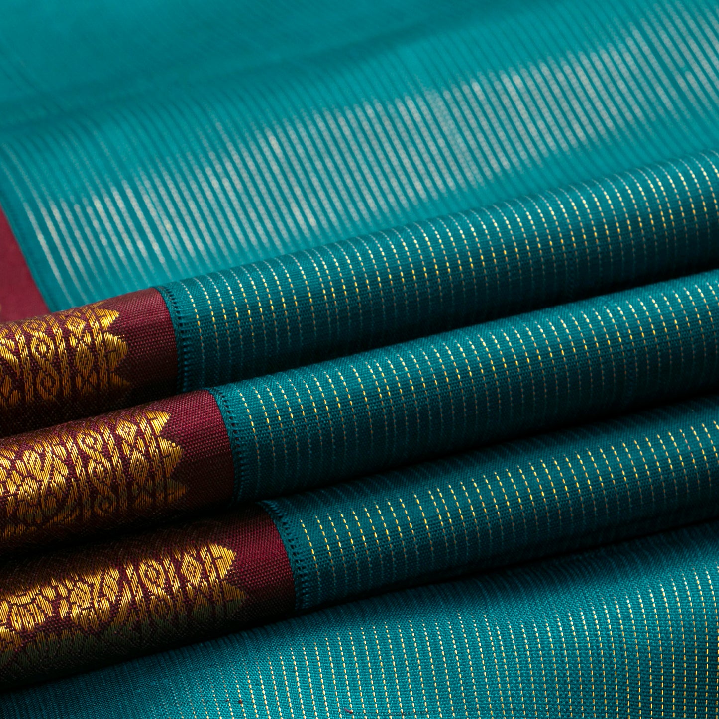 Teal And Brown Kanchipuram Silk Saree Vairaoosi For Festive Wear PV VIS 123