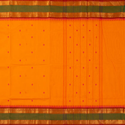 Yellow And Rust Kanchi Cotton Saree For Festive Wear PV MM KC 588