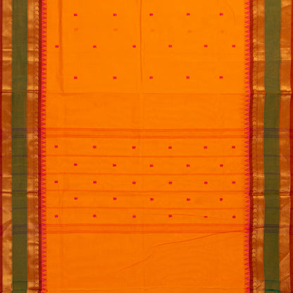 Yellow And Rust Kanchi Cotton Saree For Festive Wear PV MM KC 588