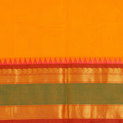 Yellow And Rust Kanchi Cotton Saree For Festive Wear PV MM KC 588
