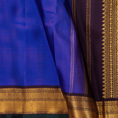 Blue And Brown Kanchipuram Silk Saree For Festive Wear PV VIS 121