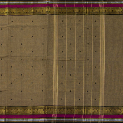 Fawn And Black Kanchi Cotton Saree For Festive Wear PV MM KC 598