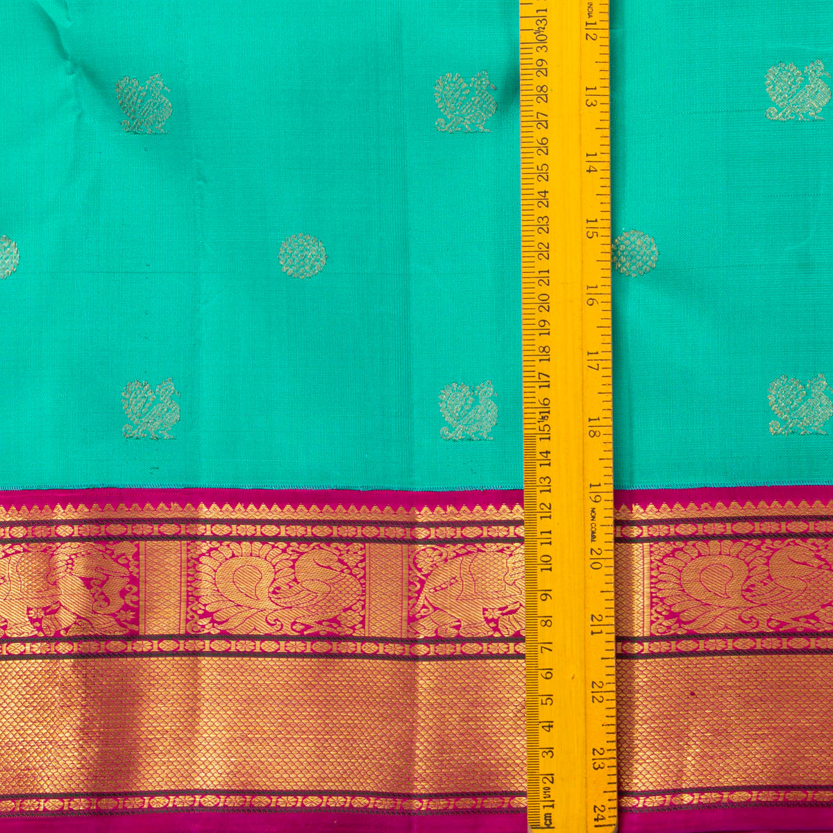 Turquoise Blue  And Pink Kanchipuram Silk Saree For Festive Wear PV VIS 122
