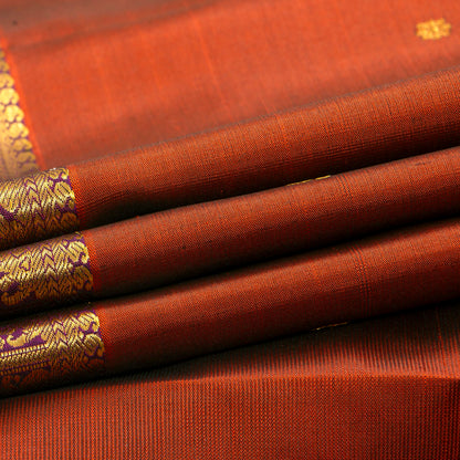 Rust Orange And Magenta Kanchipuram Silk Saree For Festive Wear PV VIS 106