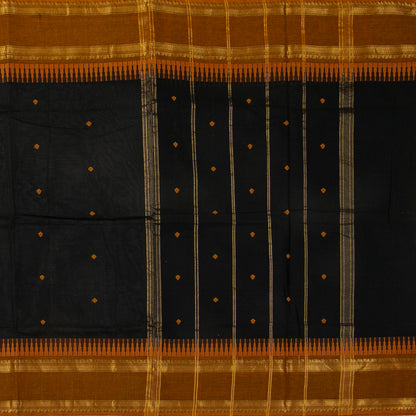 Black And Mustard Kanchi Cotton Saree For Festive Wear PV MM KC 591