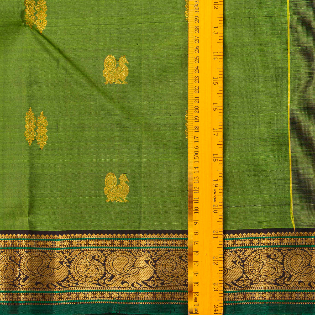 Parakeet Green And Dark Purple Kanchipuram Silk Saree For Wedding Wear PV VIS 104
