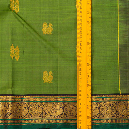 Parakeet Green And Dark Purple Kanchipuram Silk Saree For Wedding Wear PV VIS 104