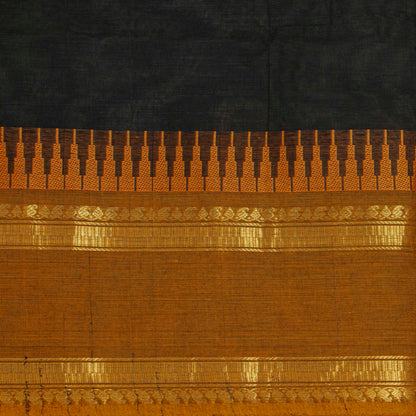 Black And Mustard Kanchi Cotton Saree For Festive Wear PV MM KC 591