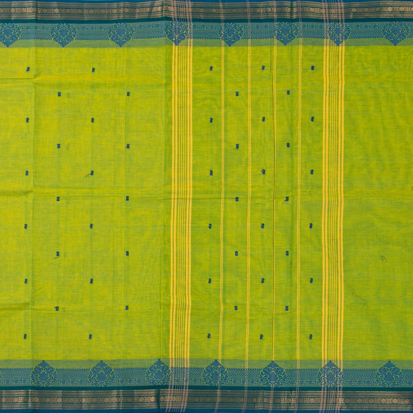 Green And Blue Kanchi Cotton Saree For Festive Wear PV MM KC 593