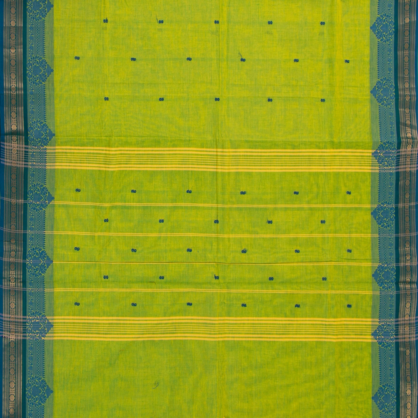 Green And Blue Kanchi Cotton Saree For Festive Wear PV MM KC 593