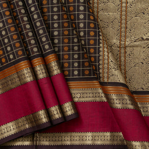 Black And Pink Aayiram Bhutta Kanchi Cotton Saree PV RSP KC 242