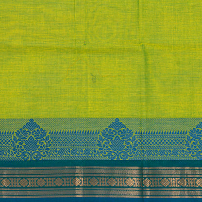 Green And Blue Kanchi Cotton Saree For Festive Wear PV MM KC 593