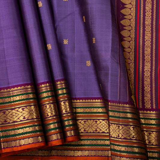 Lavender And Magenta Kanchipuram Silk Saree For Festive Wear PV VIS 110