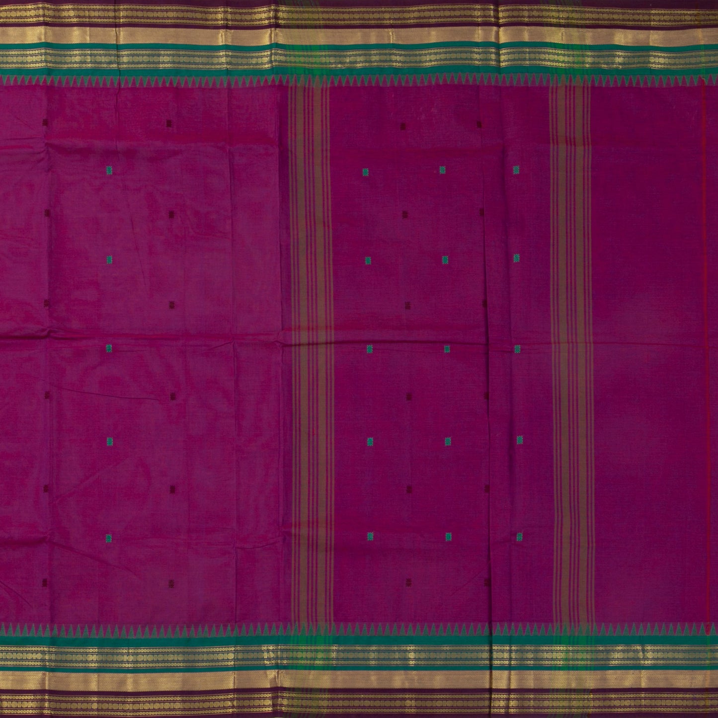 Magenta And Teal Kanchi Cotton Saree For Festive Wear PV MM KC 549