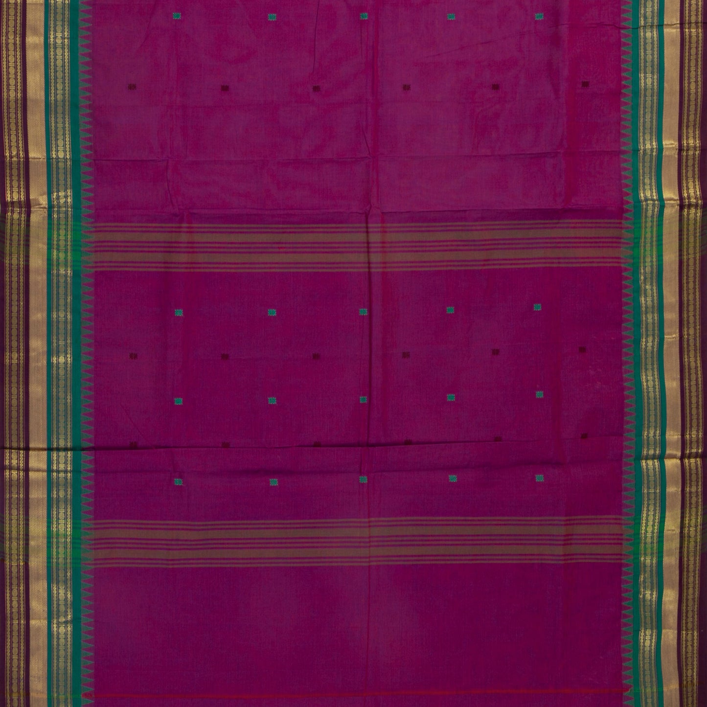 Magenta And Teal Kanchi Cotton Saree For Festive Wear PV MM KC 549