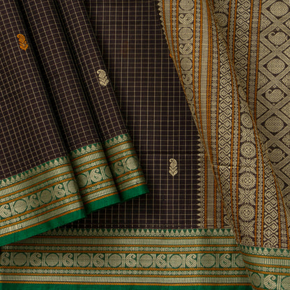 Black And Green Kanchi Cotton Saree PV RSP KC 239
