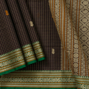 Black And Green Kanchi Cotton Saree PV RSP KC 239