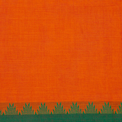 Orange And Green Kanchi Cotton Saree For Festive Wear PV MM KC 522