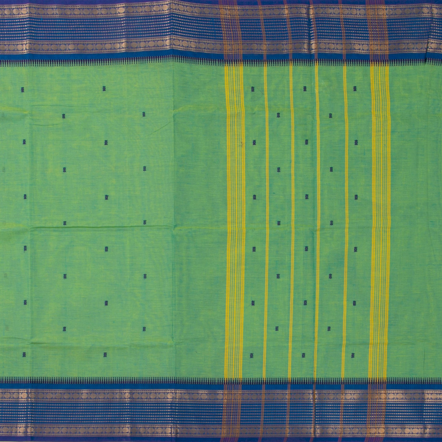 Green And Blue Kanchi Cotton Saree For Festive Wear PV MM KC 529