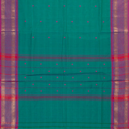 Teal And Magenta Kanchi Cotton Saree For Festive Wear PV MM KC 537