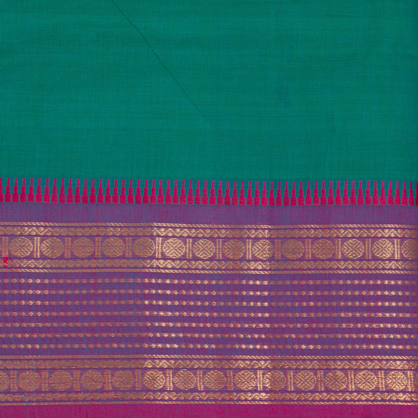 Teal And Magenta Kanchi Cotton Saree For Festive Wear PV MM KC 537
