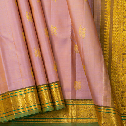 Mauve And Green Kanchipuram Silk Saree For Festive Wear PV VIS 107