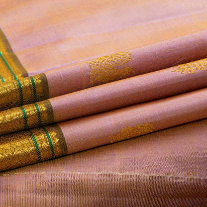 Mauve And Green Kanchipuram Silk Saree For Festive Wear PV VIS 107
