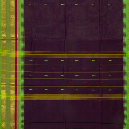 Purple And Green Kanchi Cotton Saree For Festive Wear PV MM KC 517 - Cotton Saree - Panjavarnam PV MM KC 517