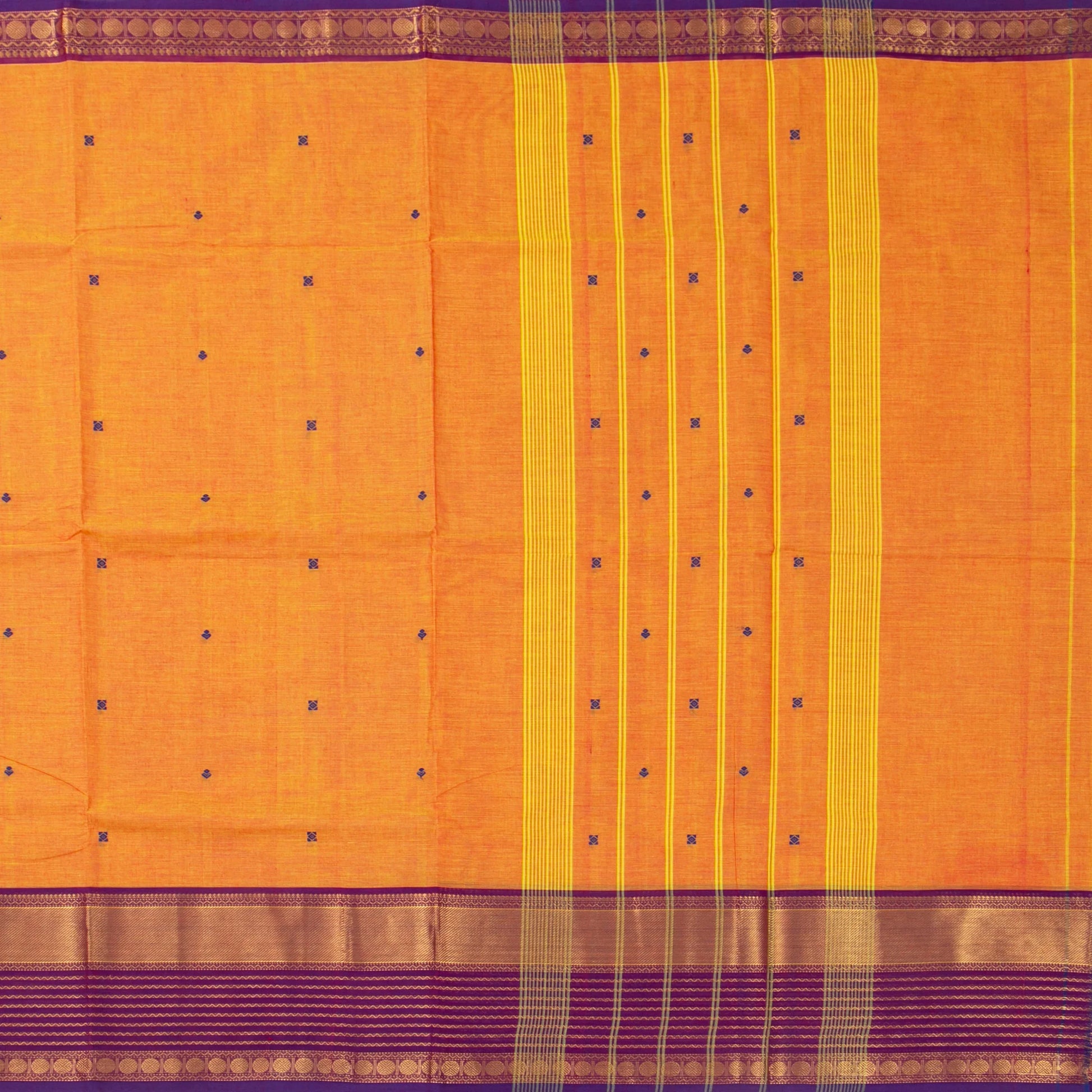 Orange And Magenta Kanchi Cotton Saree For Festive Wear PV MM KC 510 - Cotton Saree - Panjavarnam PV MM KC 510