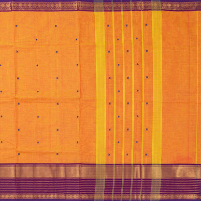 Orange And Magenta Kanchi Cotton Saree For Festive Wear PV MM KC 510 - Cotton Saree - Panjavarnam PV MM KC 510
