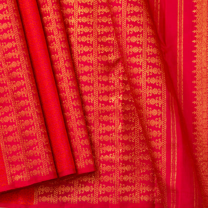 Red Kanchipuram Silk Saree Borderless For Festive Wear PV SAR 102