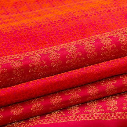 Red Kanchipuram Silk Saree Borderless For Festive Wear PV SAR 102