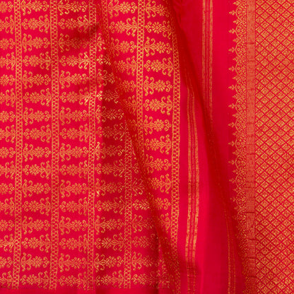 Red Kanchipuram Silk Saree Borderless For Festive Wear PV SAR 102