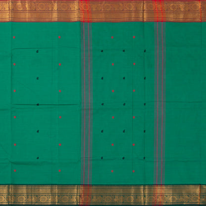 Green Kanchi Cotton Saree Ganga Jamuna Border For Festive Wear PV MM KC 498 - Cotton Saree - Panjavarnam PV MM KC 498