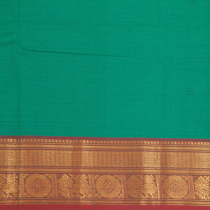 Green Kanchi Cotton Saree Ganga Jamuna Border For Festive Wear PV MM KC 498 - Cotton Saree - Panjavarnam PV MM KC 498
