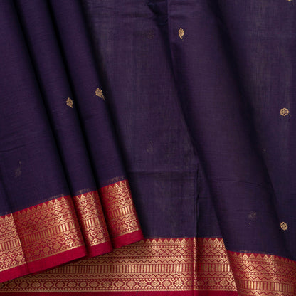 Blue And Maroon Kanchi Cotton Saree PV RSP KC 244