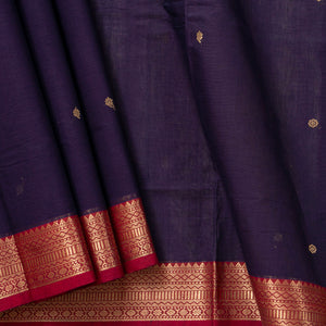 Blue And Maroon Kanchi Cotton Saree PV RSP KC 244