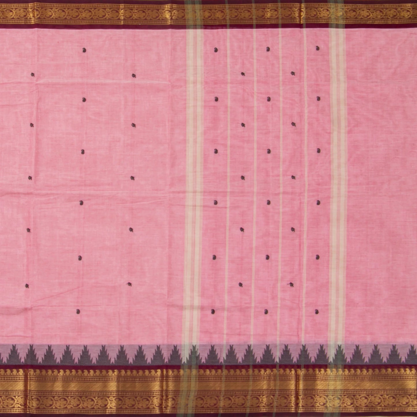 Pink And Maroon Kanchi Cotton Saree For Festive Wear PV MM KC 511 - Cotton Saree - Panjavarnam .PV MM KC 511