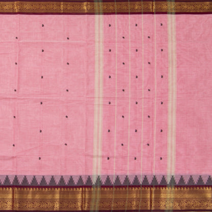 Pink And Maroon Kanchi Cotton Saree For Festive Wear PV MM KC 511 - Cotton Saree - Panjavarnam .PV MM KC 511