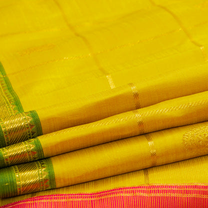 Yellow And Red Kanchipuram Silk Saree For Festive Wear PV VG 104