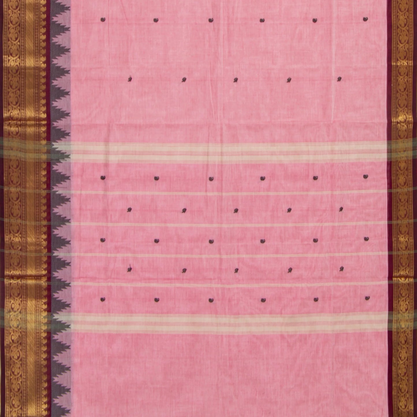 Pink And Maroon Kanchi Cotton Saree For Festive Wear PV MM KC 511 - Cotton Saree - Panjavarnam .PV MM KC 511