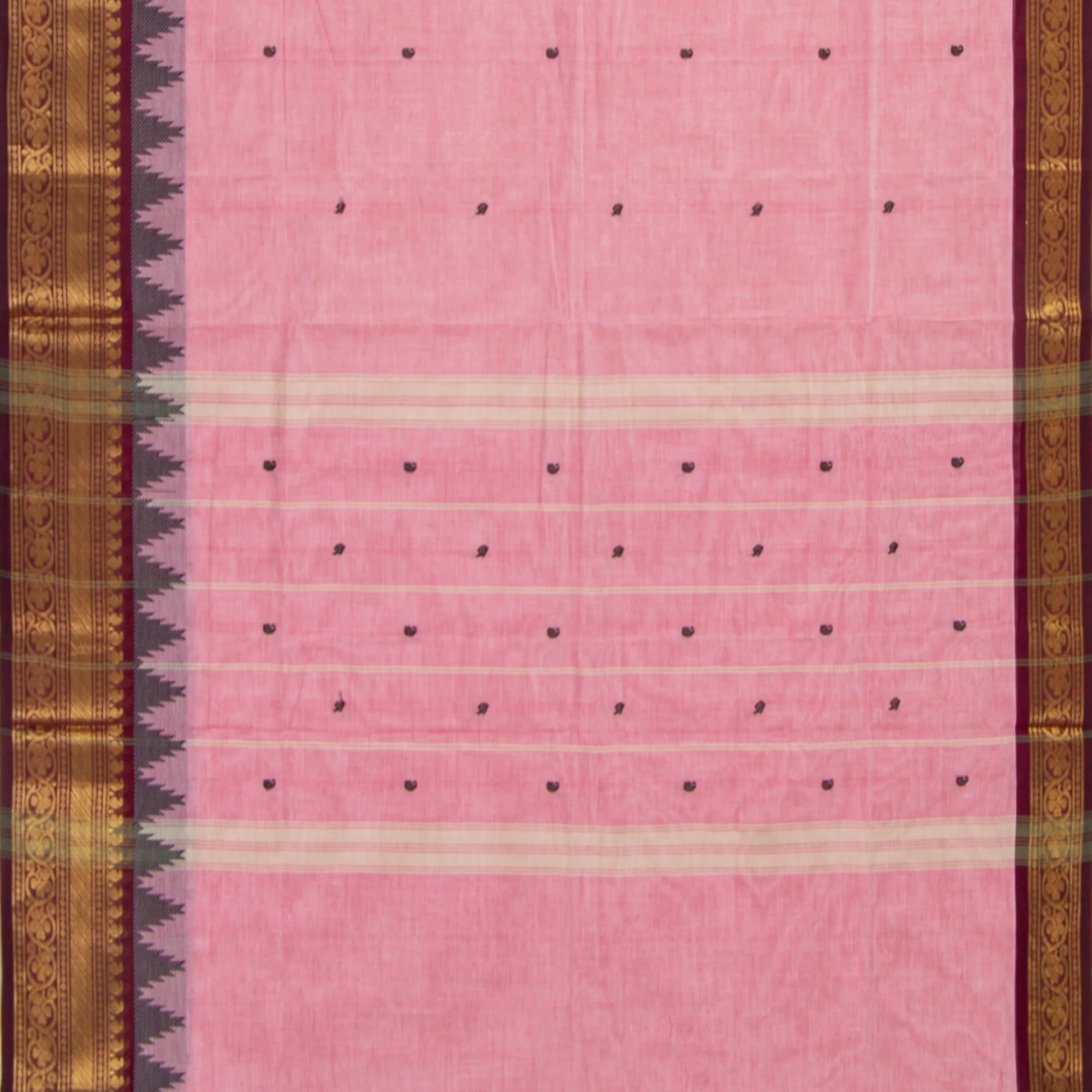 Pink And Maroon Kanchi Cotton Saree For Festive Wear PV MM KC 511 - Cotton Saree - Panjavarnam .PV MM KC 511