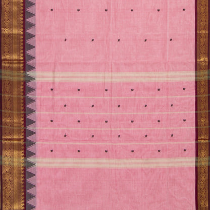 Pink And Maroon Kanchi Cotton Saree For Festive Wear PV MM KC 511 - Cotton Saree - Panjavarnam .PV MM KC 511
