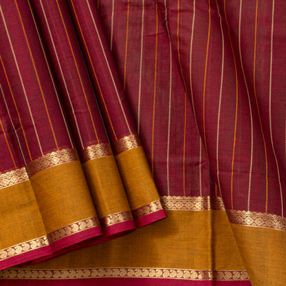 Maroon And Mustard Kanchi Cotton Saree PV RSP KC 246