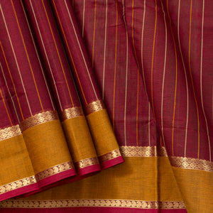 Maroon And Mustard Kanchi Cotton Saree PV RSP KC 246