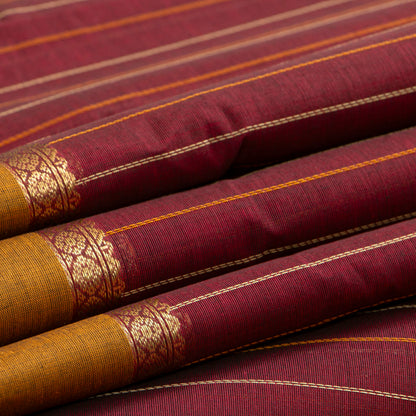 Maroon And Mustard Kanchi Cotton Saree PV RSP KC 246