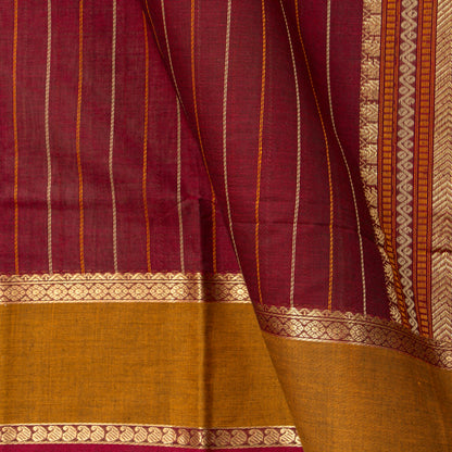 Maroon And Mustard Kanchi Cotton Saree PV RSP KC 246